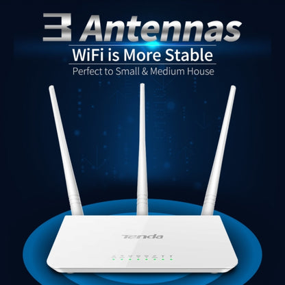 Tenda F3 Wireless 2.4GHz 300Mbps WiFi Router with 3*5dBi External Antennas(White) -  by Tenda | Online Shopping UK | buy2fix