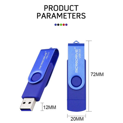 MicroDrive 16GB USB 3.0 Android Phone & Computer Dual-use Rotary Metal U Disk (Red) - USB Flash Drives by MicroDrive | Online Shopping UK | buy2fix