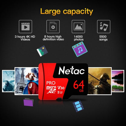 Netac P500 PRO 64GB U3 Speed Level Automobile Data Recorder Monitor Camera Memory Card TF Card - Micro SD Card by Netac | Online Shopping UK | buy2fix